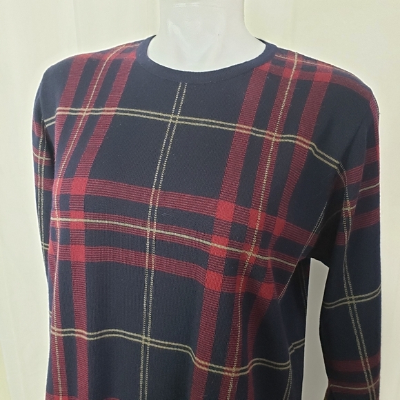 Talbots Petites 100% wool plaid sweater  black red size Petite Small - Picture 2 of 6